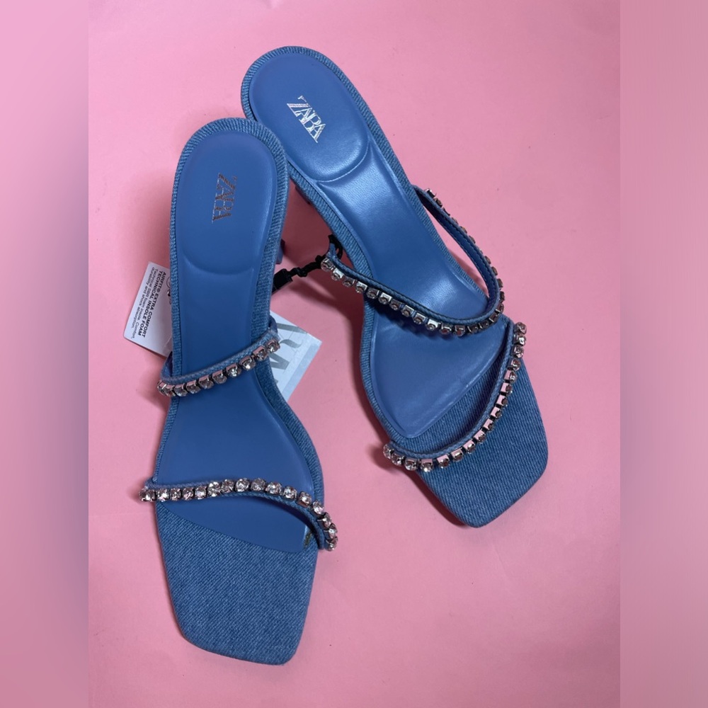 Zara Denim Sandals size 7.5